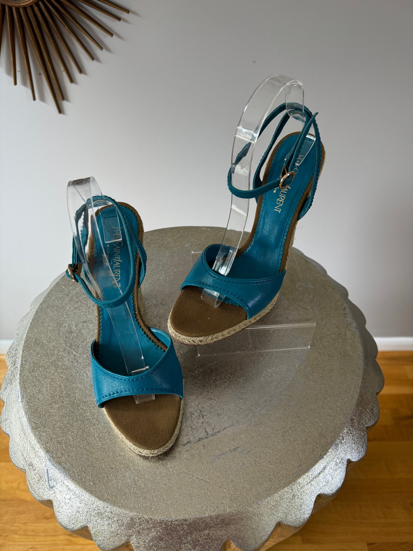 YSL - Blue Espadrille Wedge Sandals