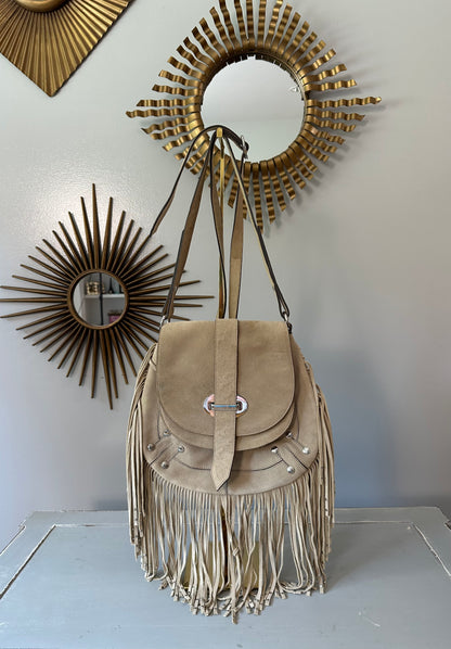 Karen Millen - Tan Suede Fringe Crossbody Bag