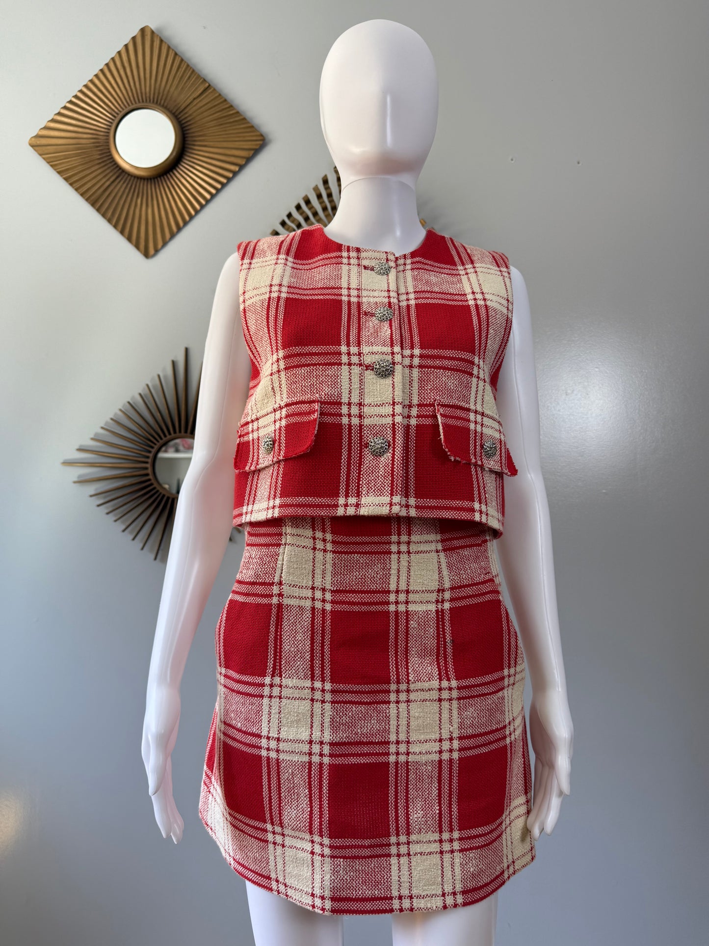 Zara - Red Plaid Skirt Set