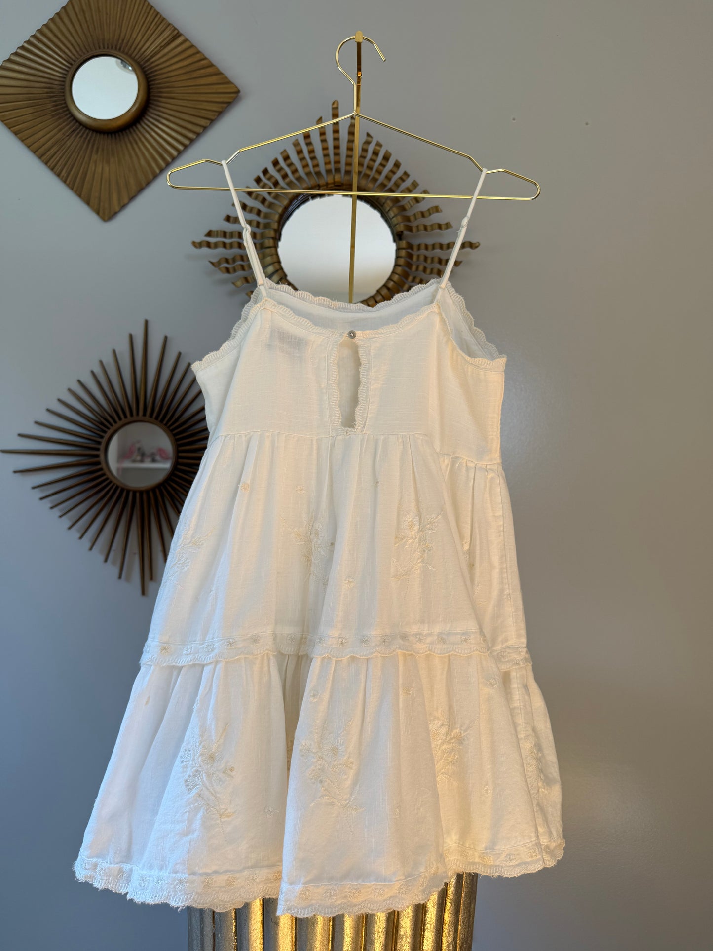 Urban Outfitters- Beige Hanna Embroidered Dress