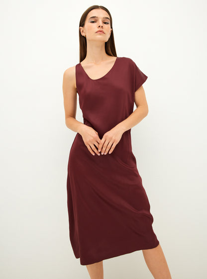 ZARA - Burgundy Asymmetrical Midi Dress