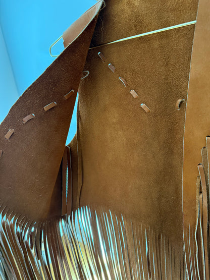 Vintage Brown 70’s Boho Leather Fringe Vest