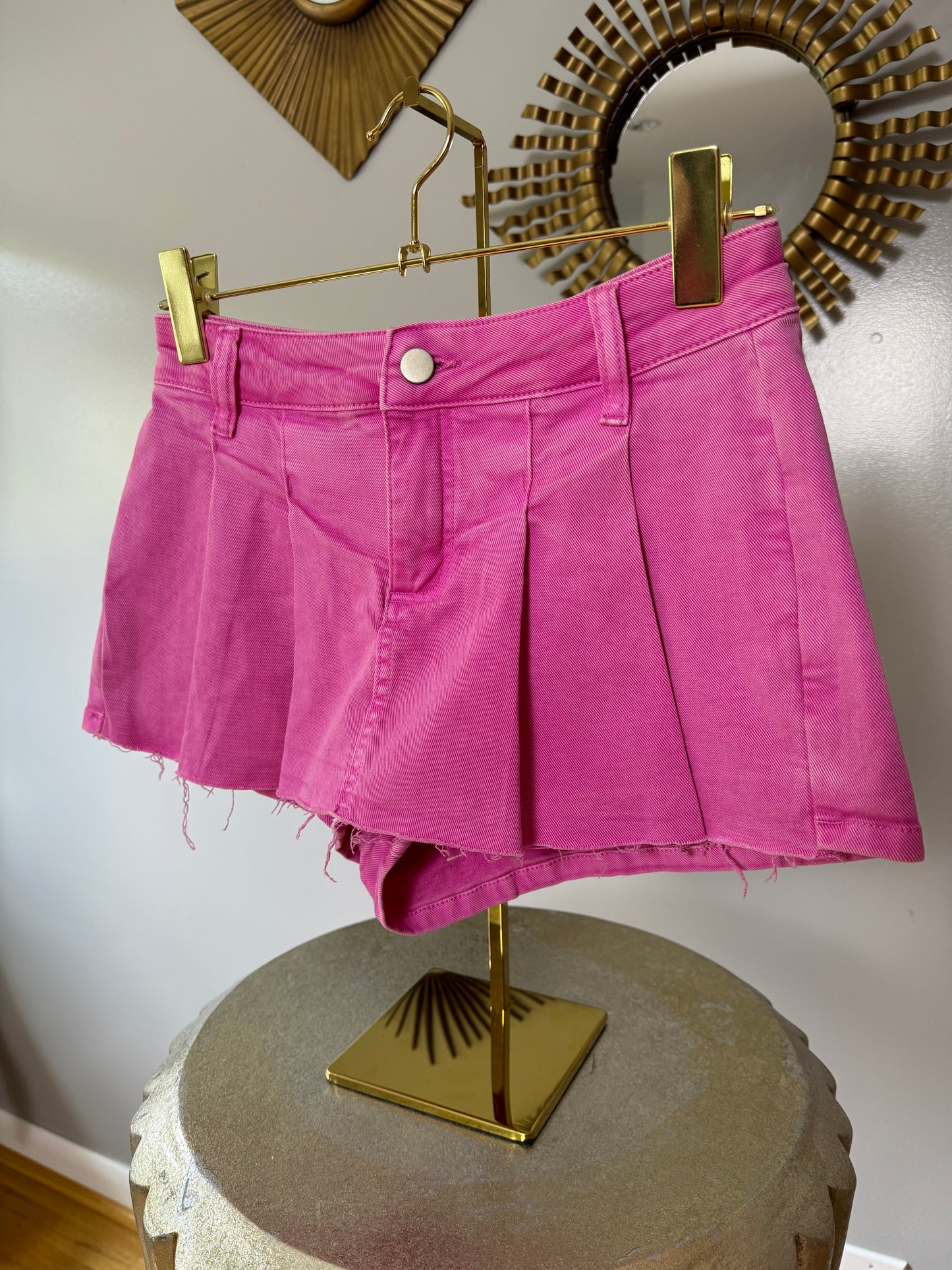 ANWND - Pink Pleated Denim Mini Skort