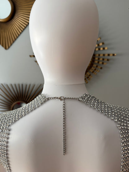 House of Harlow 1960 - Silver Rhinestone Embellished Crop Top