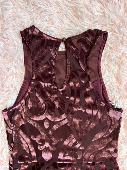 Windsor - Burgundy Velvet Burnout Mini Dress