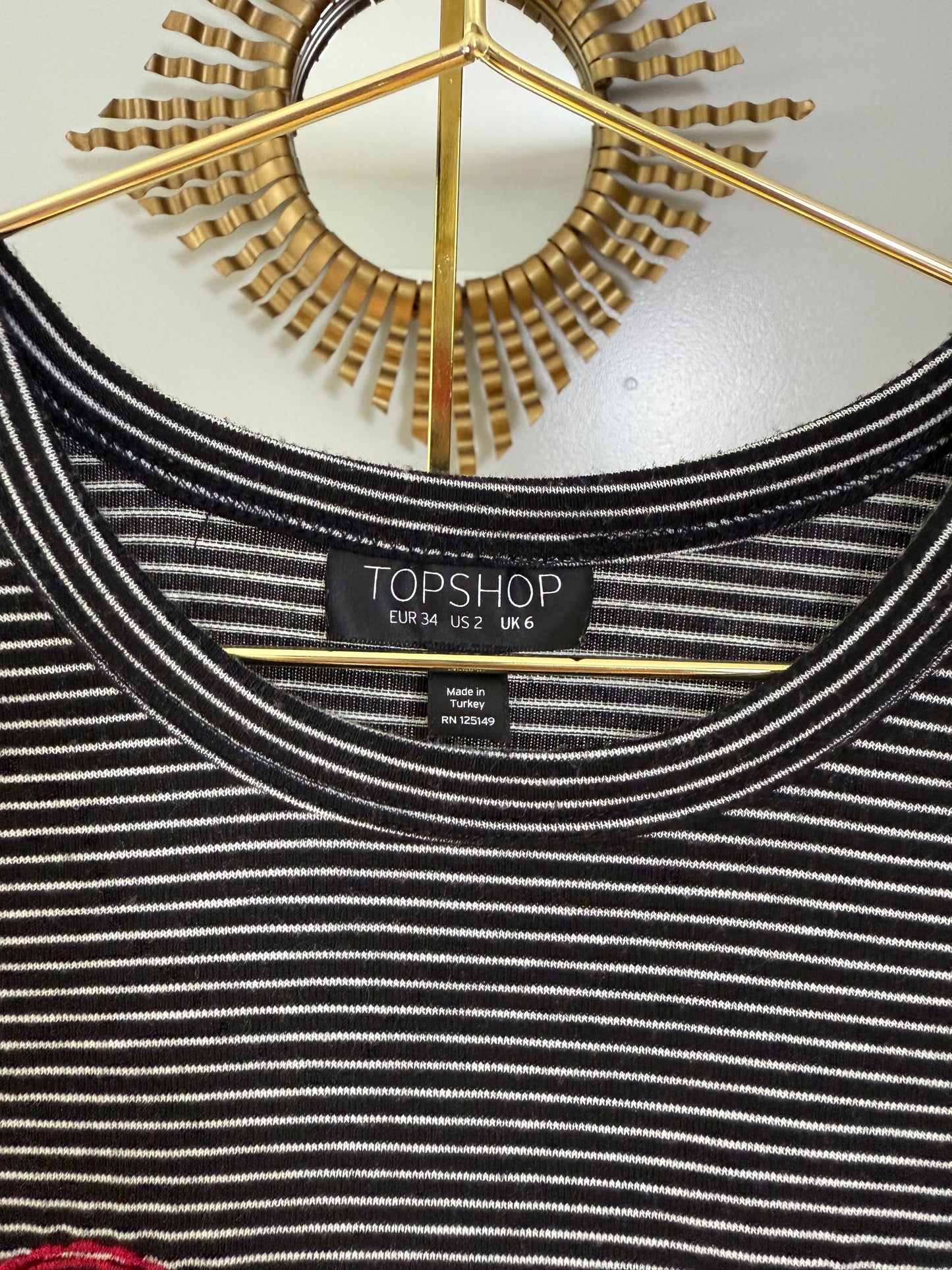TopShop - Blue Striped Embroidered Shirt