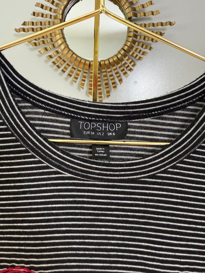 TopShop - Blue Striped Embroidered Shirt