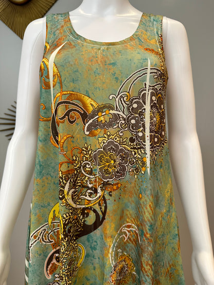 Green Printed High-low Dress