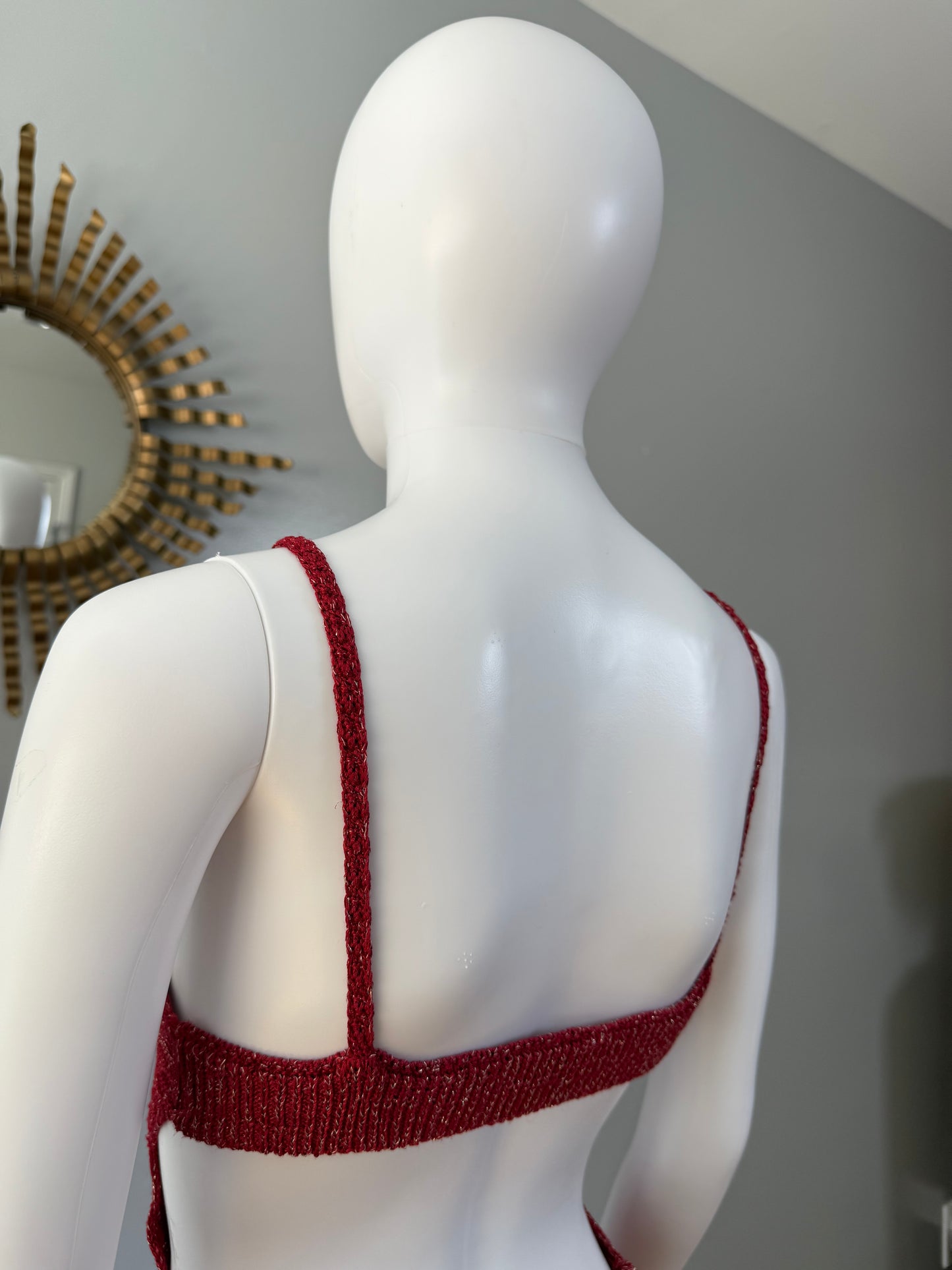 Zara - Red Buckled Knit Midi Dress