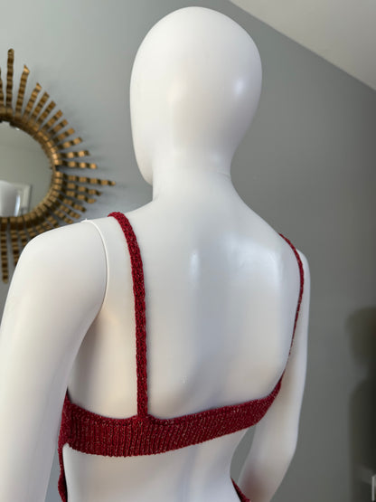 Zara - Red Buckled Knit Midi Dress