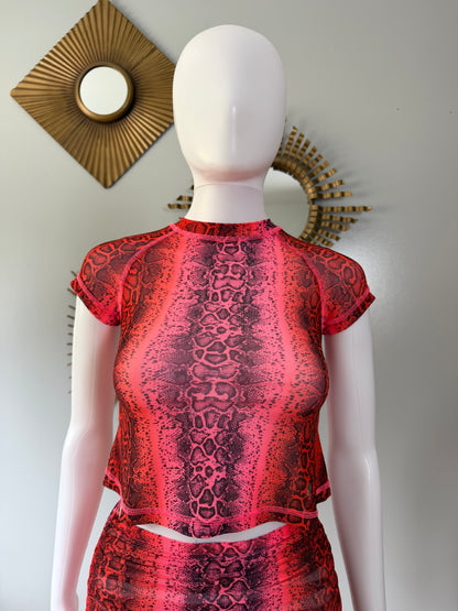 Oh Polly - Orange “Pretty Python” Top & Skirt Set