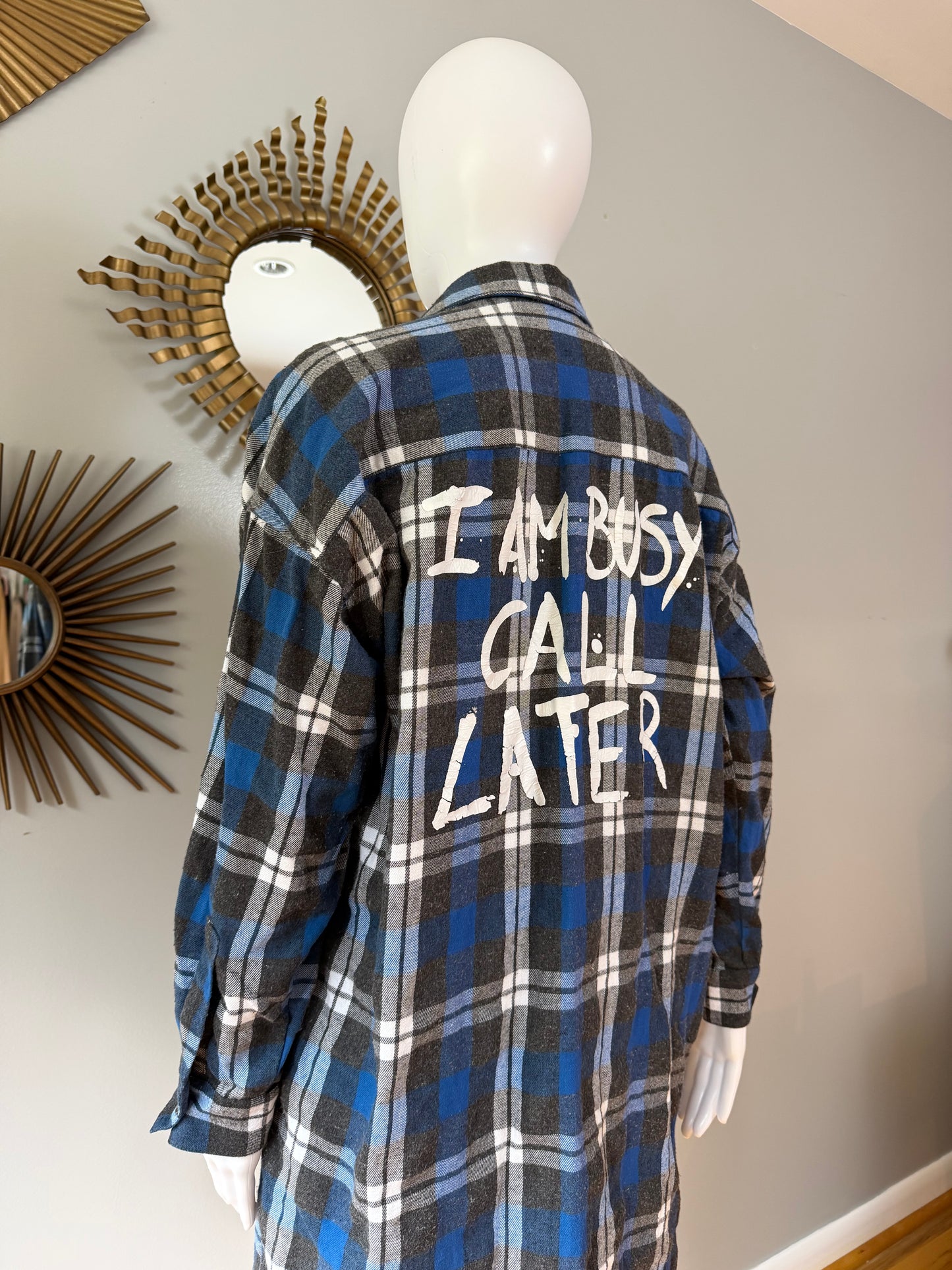 ZARA - Blue Plaid Flannel Tunic Top