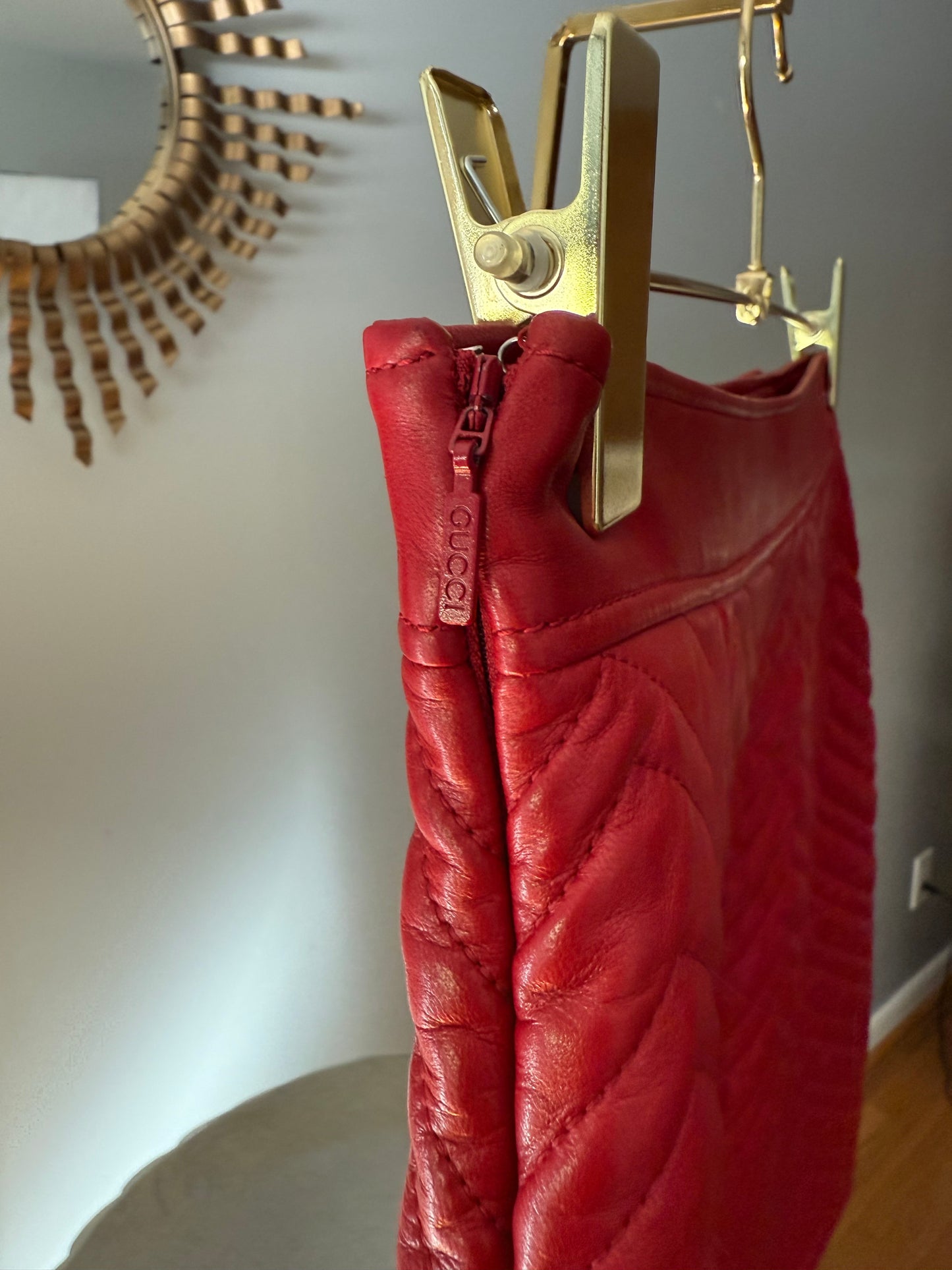 Gucci - Red Leather A-line Skirt