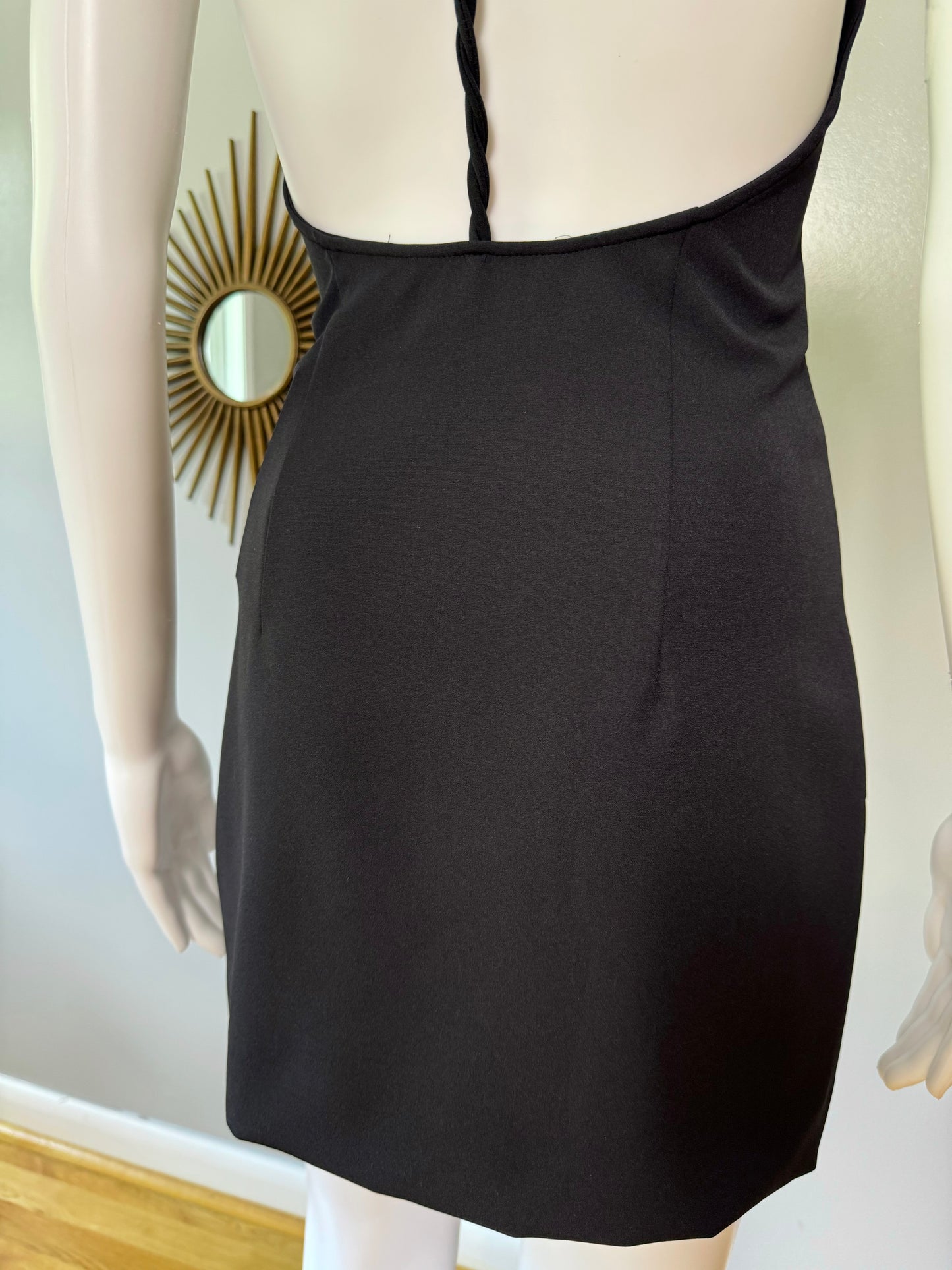 ZARA - Black Halter Mini Dress W/ Braided Open Back