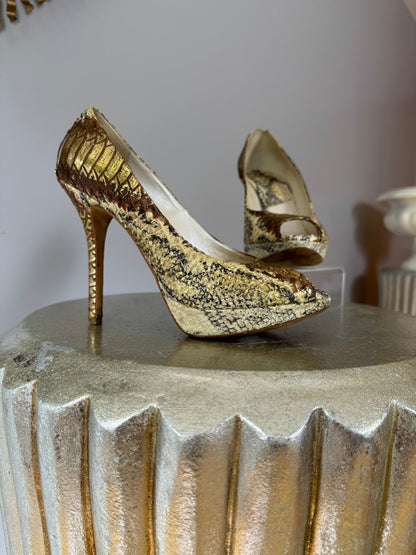 Dior - Gold Snakeskin Embossed Pumps