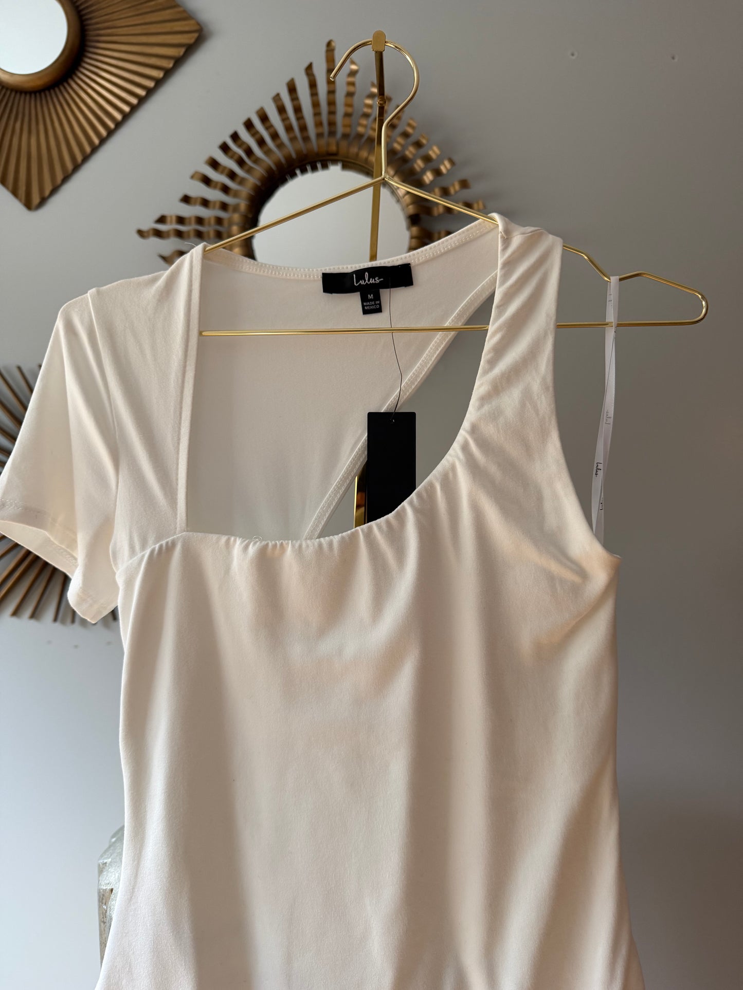 Lulu’s - White Asymmetrical Bodysuit