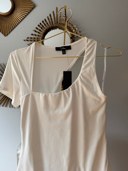 Lulu’s - White Asymmetrical Bodysuit