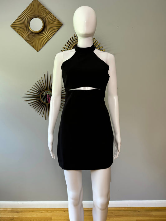 ZARA - Black Halter Mini Dress W/ Braided Open Back