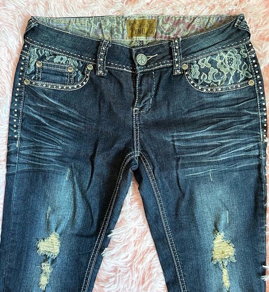 YNQ - Blue Jeans w/ Rhinestone Embellishments.