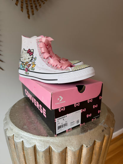 Converse - Hello Kitty White & Pink Bedazzled High Top Sneakers