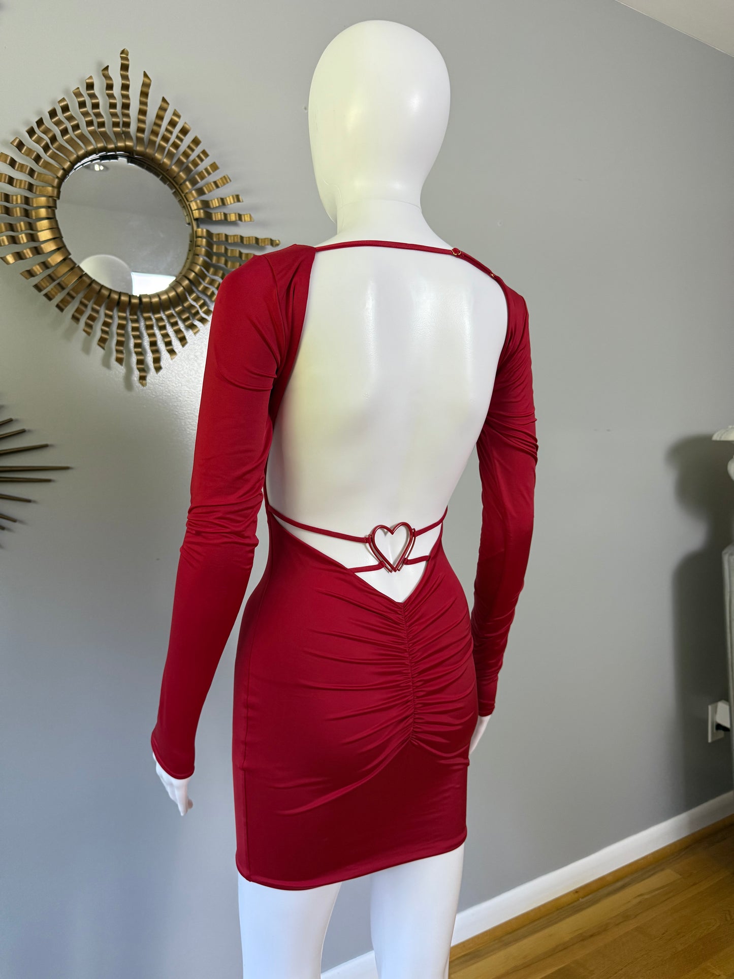 Oh Polly - Red Demelza Heart Mini Dress