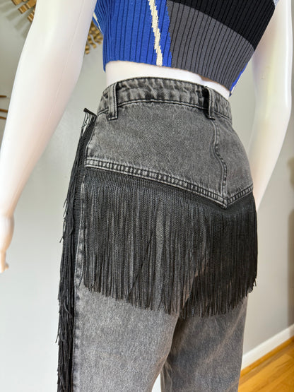 Nasty Gal - Black Fringe Jeans