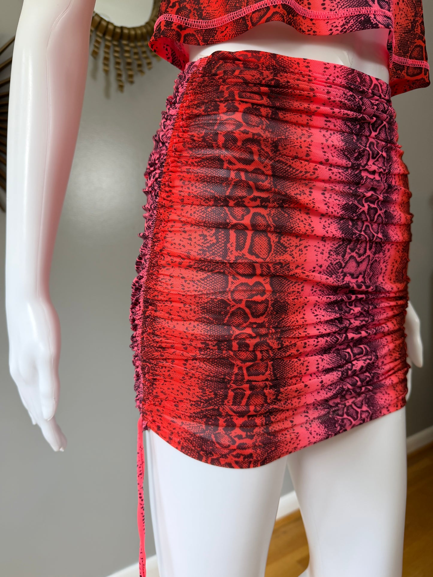 Oh Polly - Orange “Pretty Python” Top & Skirt Set