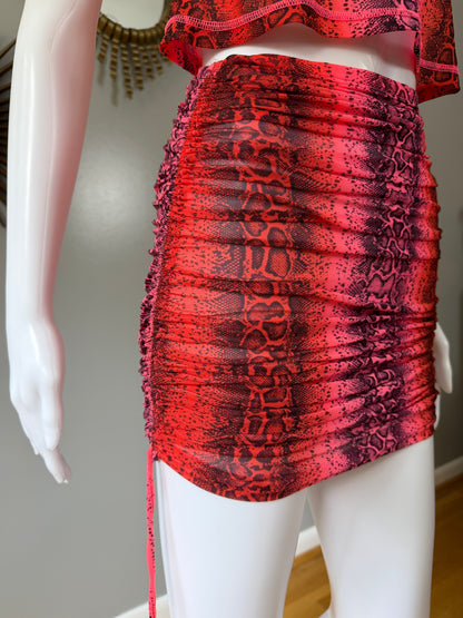 Oh Polly - Orange “Pretty Python” Top & Skirt Set