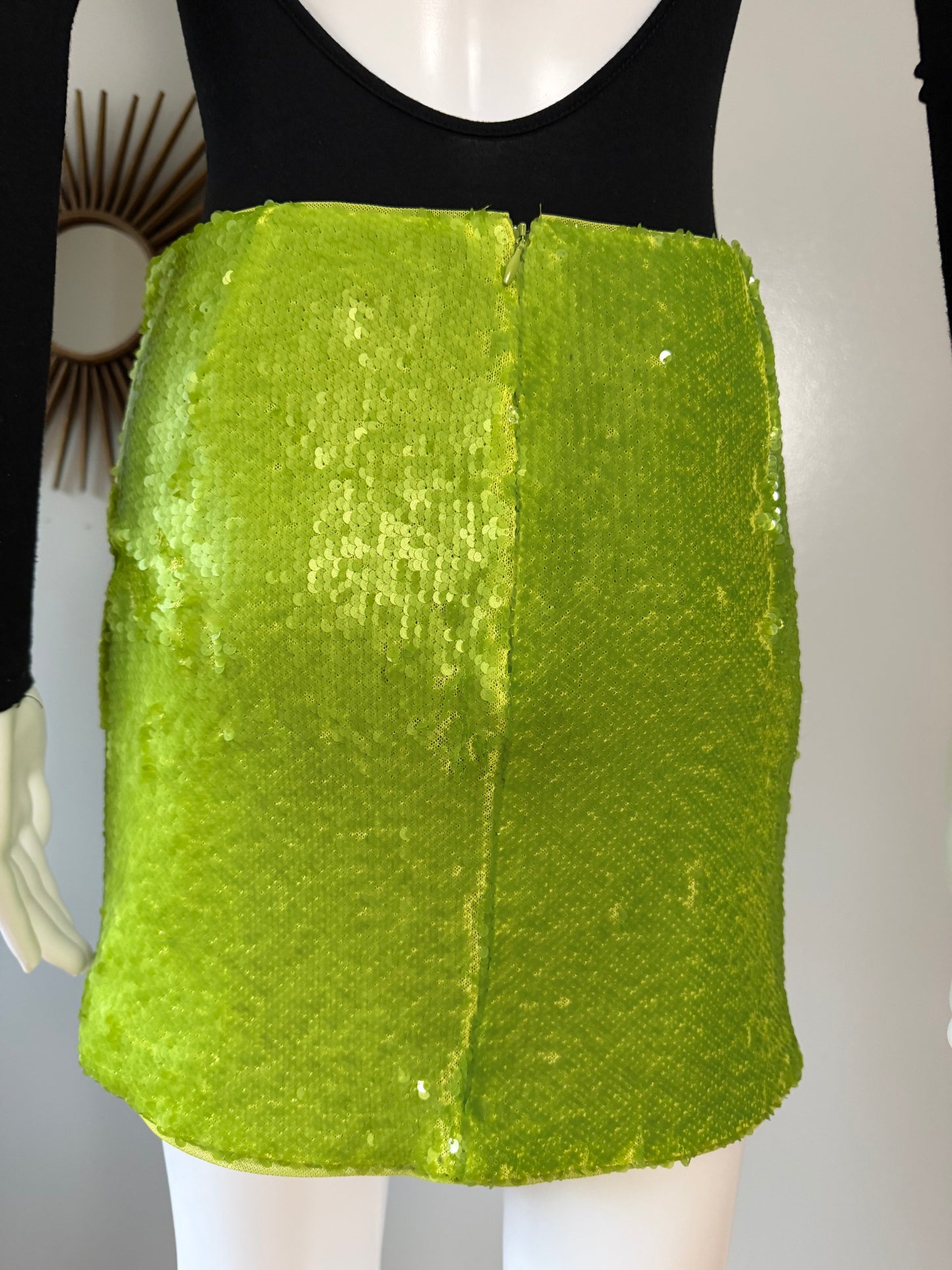 NBD - Green Apple Martini Sequin Mini Skirt