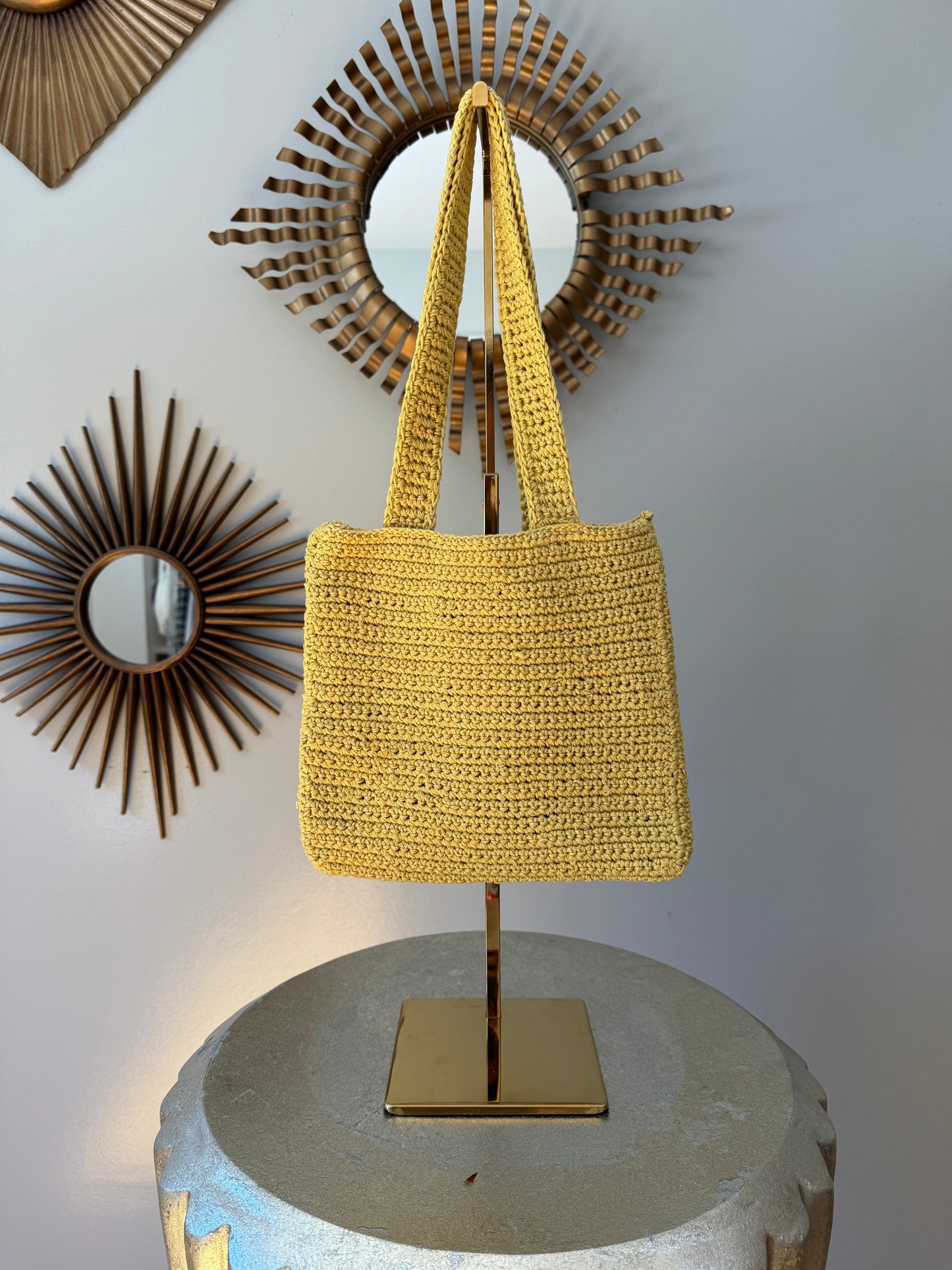 MANGO - Yellow Crochet Flower Bag