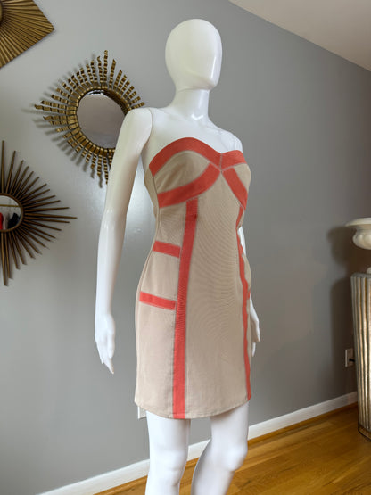 Wow Couture - Beige Strapless Bandage Dress