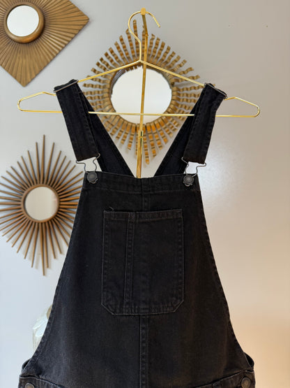 American Eagle - Black Distressed Short Overalls