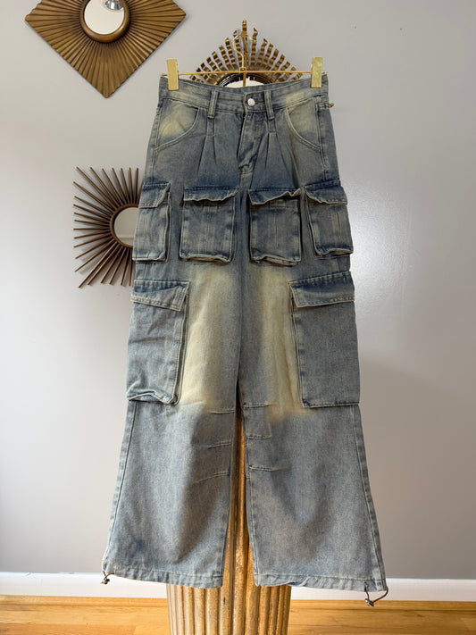 Milano - Blue Cargo High Waist Jeans