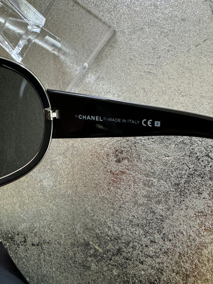 CHANEL - Black Shield Mod 4148B Sunglasses W/ Crystals