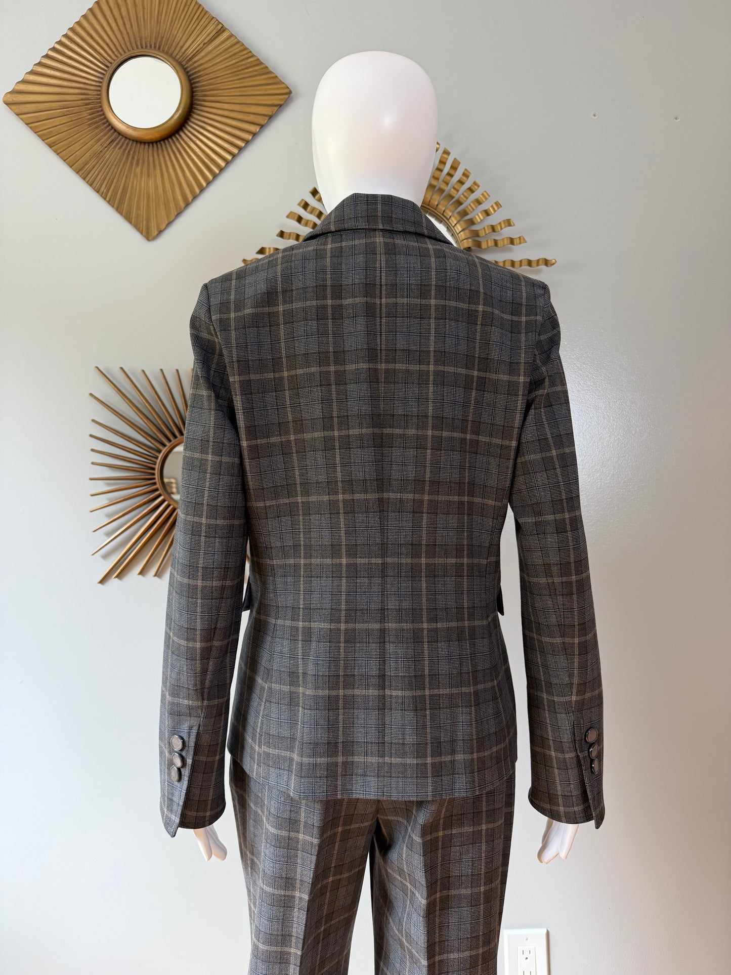 Etcetera - Blue & Grey Plaid Pantsuit