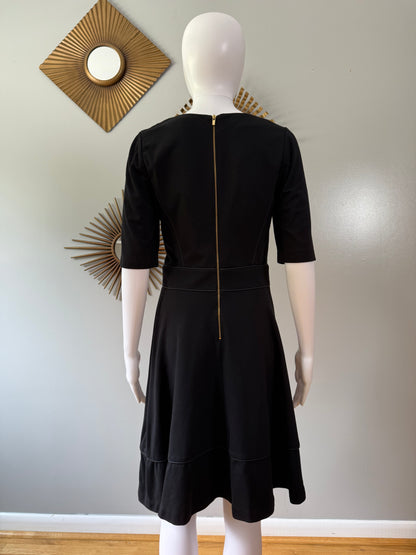 Banana Republic - Black Ponte Fit and Flare Dress