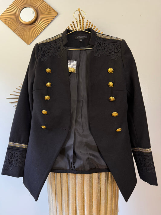 Romeo & Juliet Couture - Black Military Jacket w/ Gold Buttons