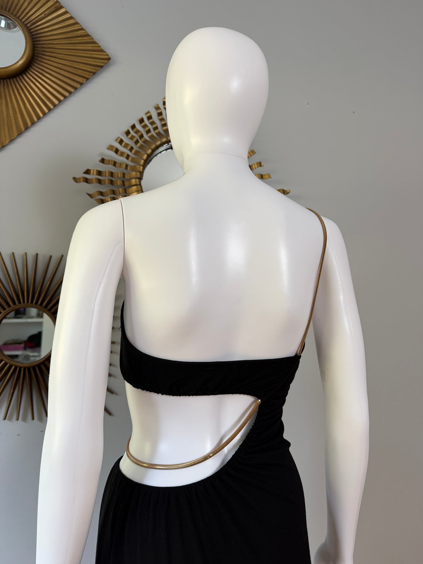 WeWoreWhat - Black Snake Chain One Shoulder Dress