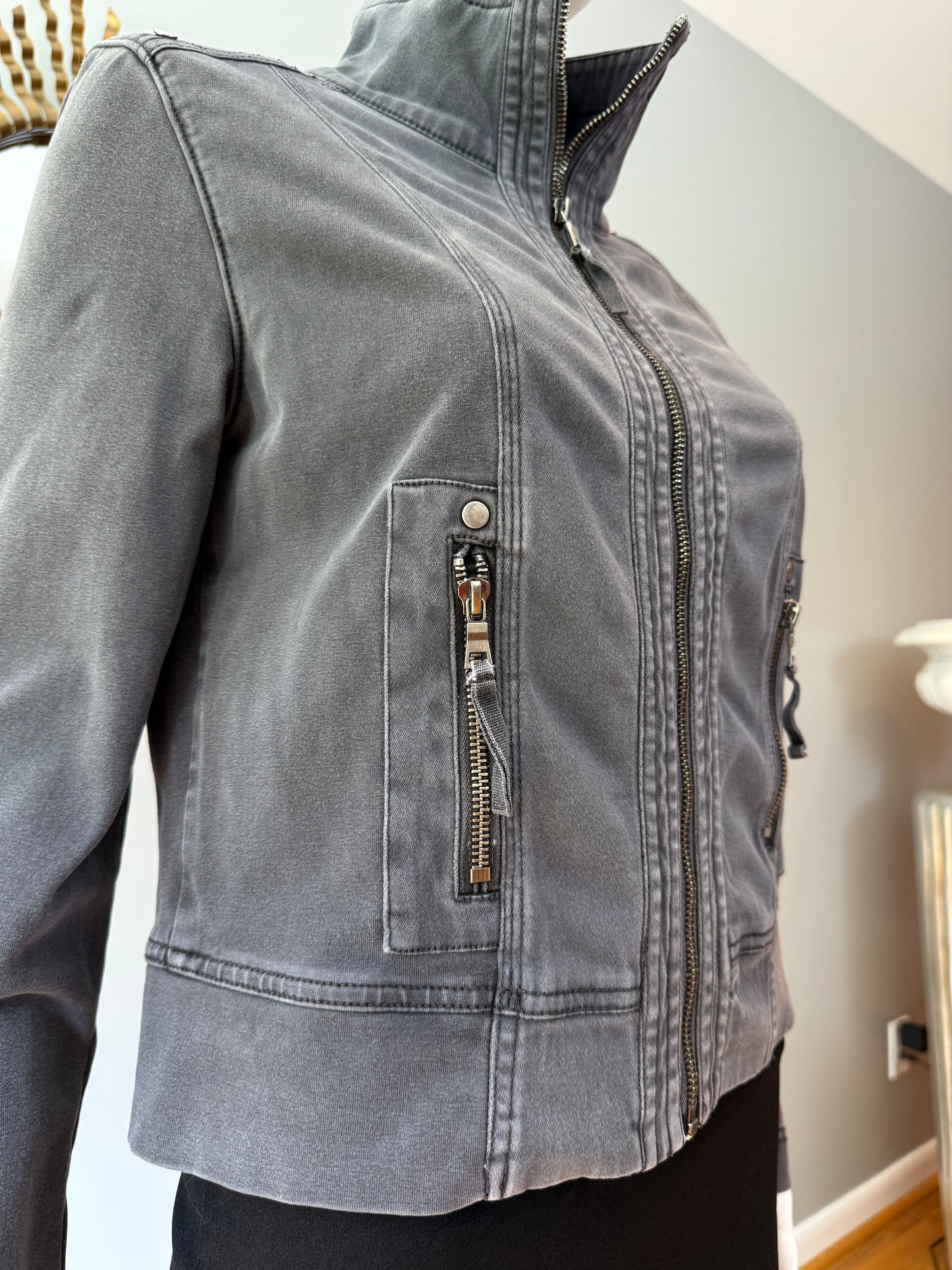 Anthropologie - Gray Moto Studded Jacket