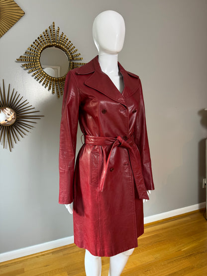 Theory - Burgundy Leather Trench Coat