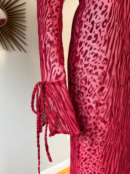 Miss Circle - Red Waylynn Velvet Burnout Maxi Dress