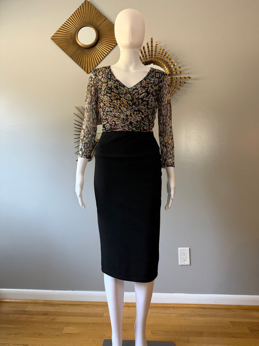 Bebe - Black Floral Mesh Bodysuit