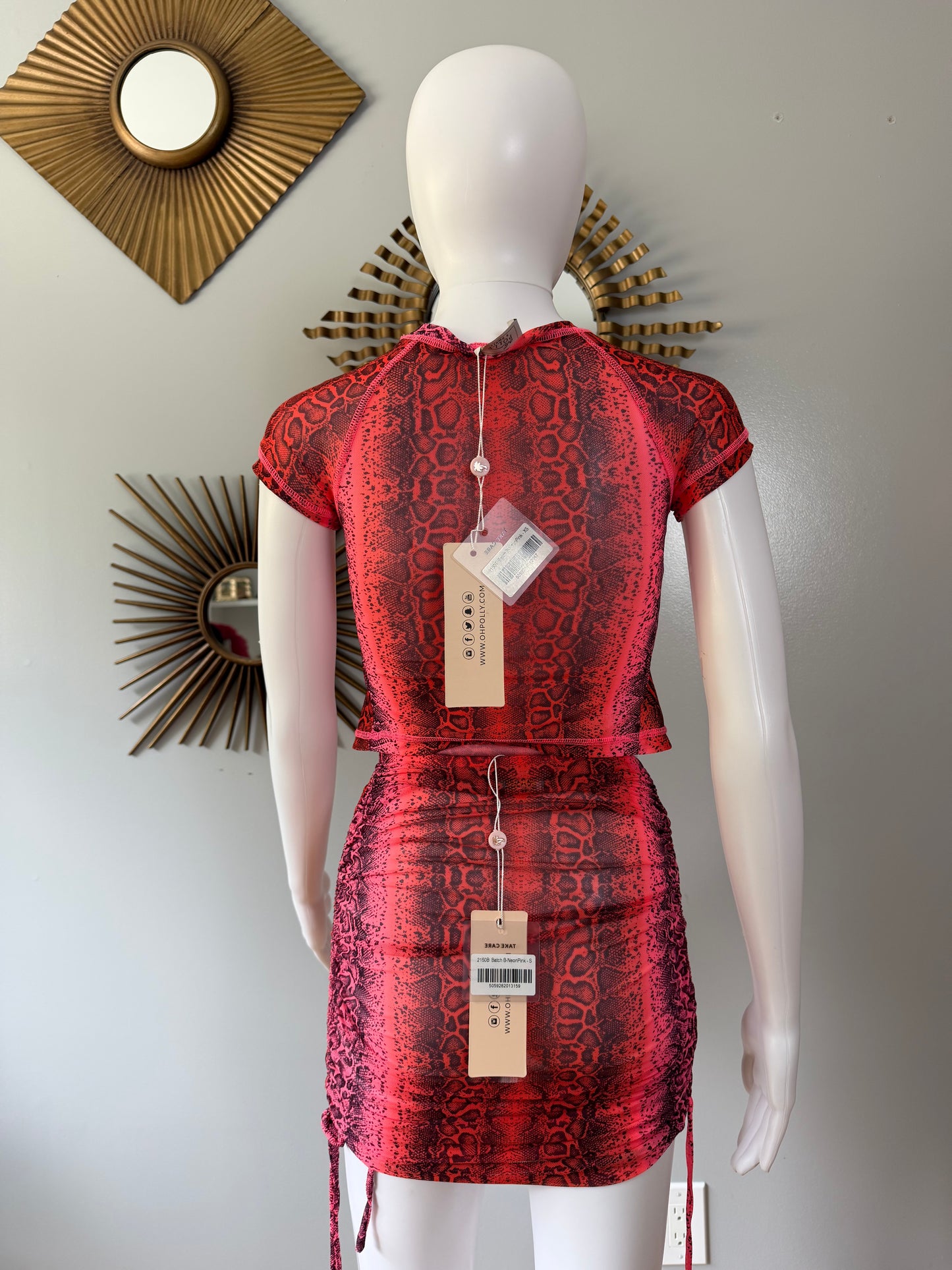 Oh Polly - Orange “Pretty Python” Top & Skirt Set