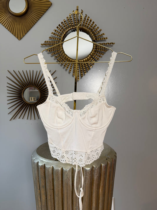 Urban Outfitters- White Lace Crop Top