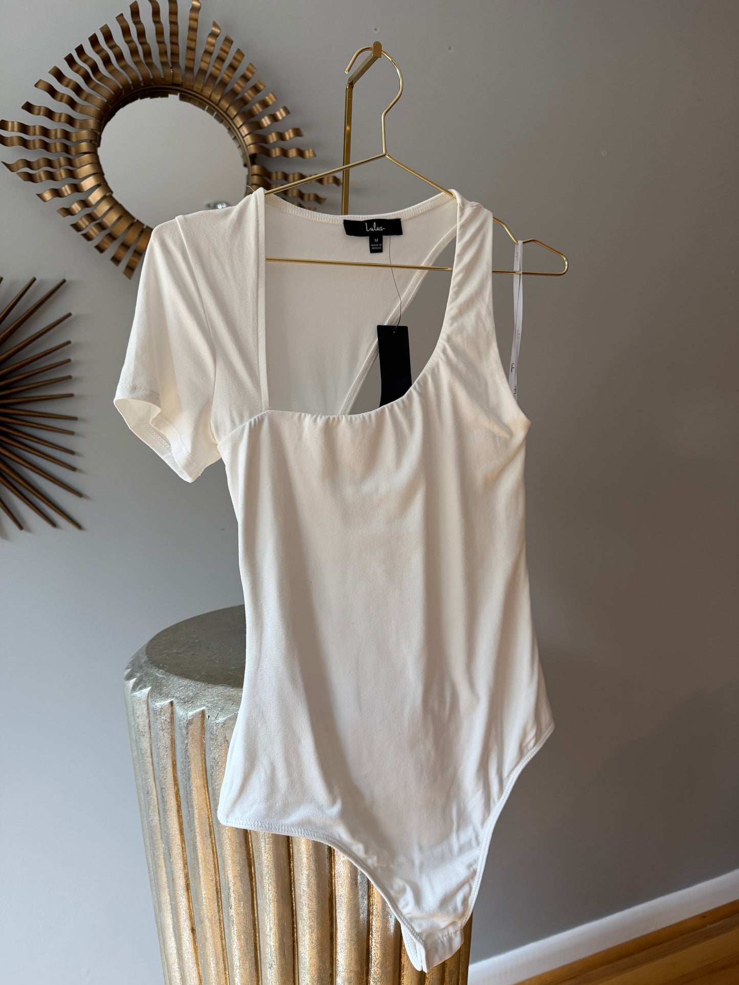 Lulu’s - White Asymmetrical Bodysuit