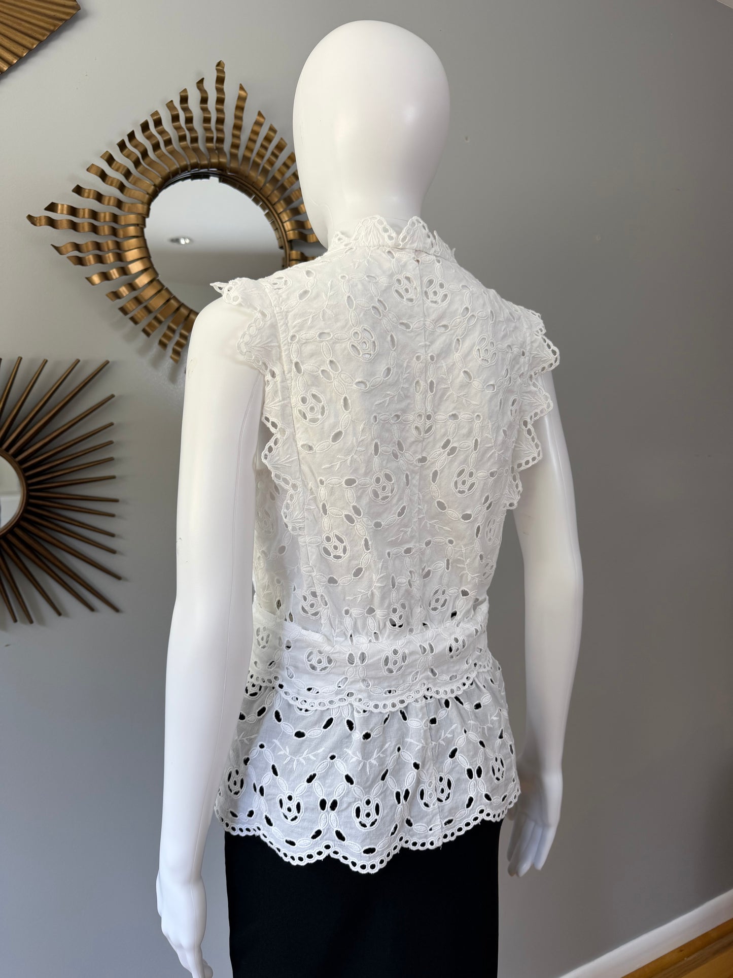 Rebecca Taylor - White Eyelet Cotton Top