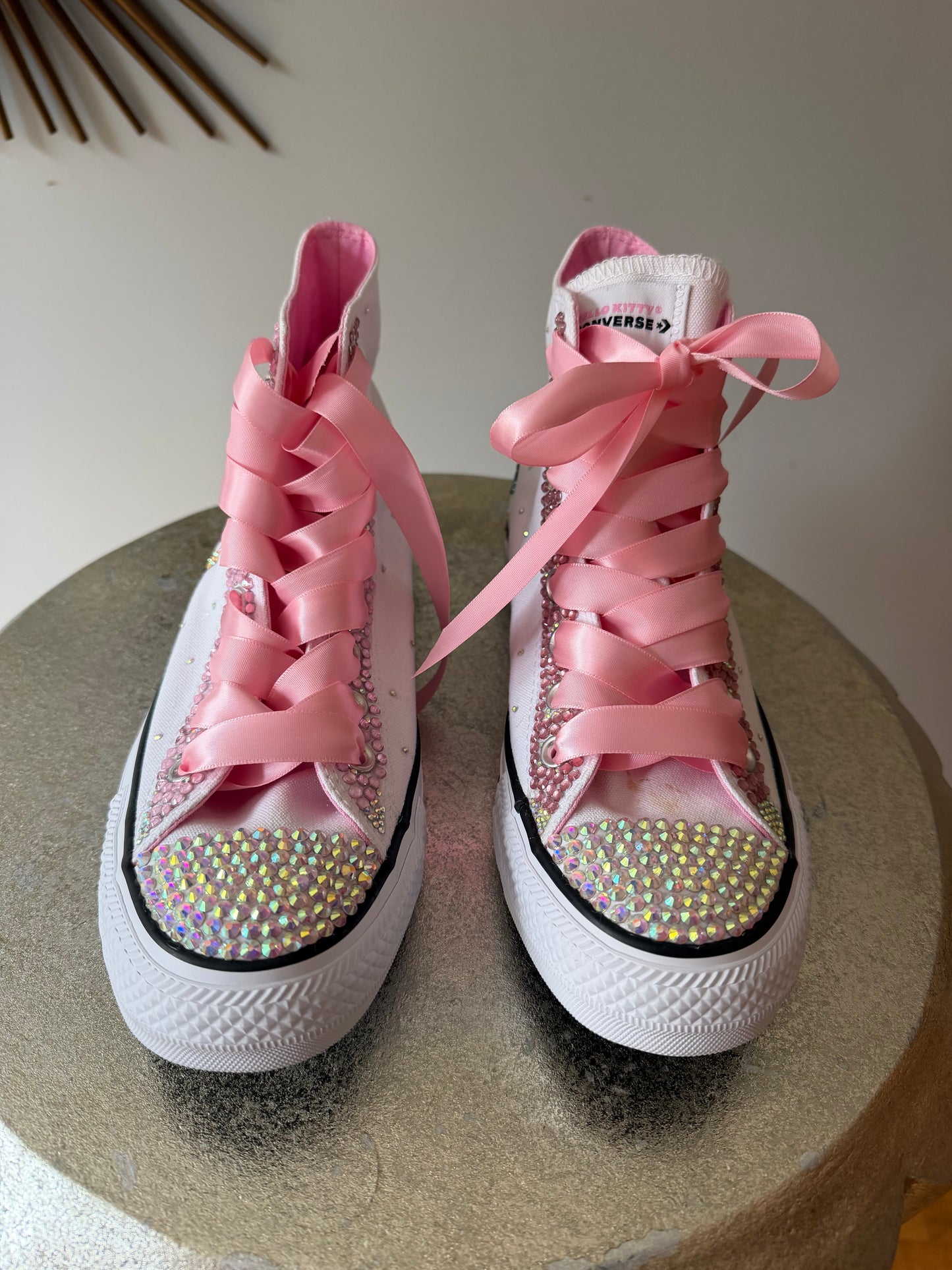 Converse - Hello Kitty White & Pink Bedazzled High Top Sneakers