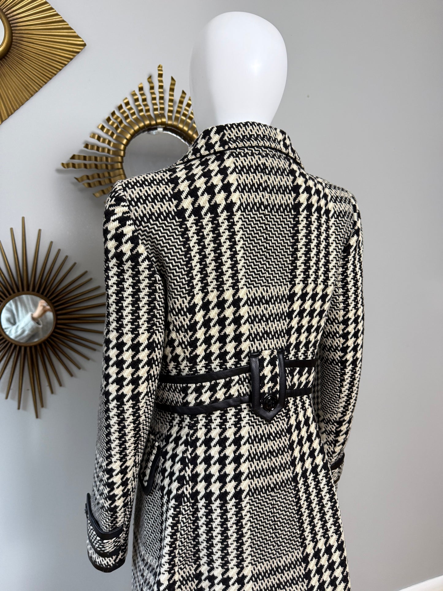 Karen Millen - Black Houndstooth Wool Coat