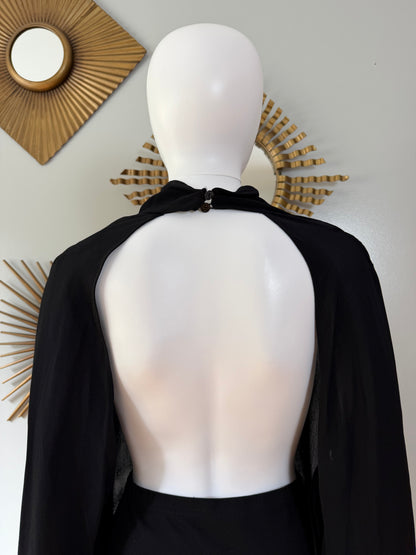 ZARA - Black Backless Embellished Top