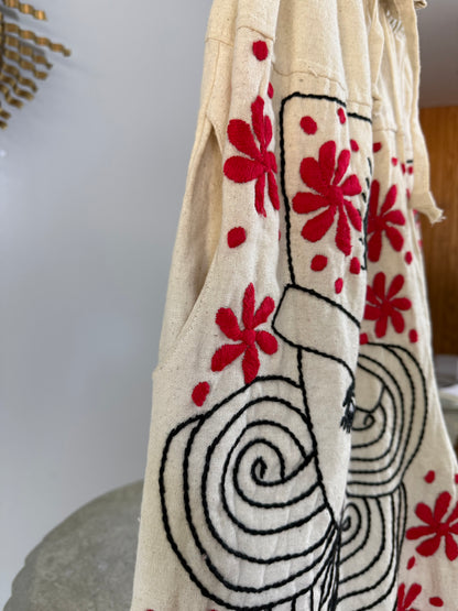 Madame Red Hand Embroidered Pants